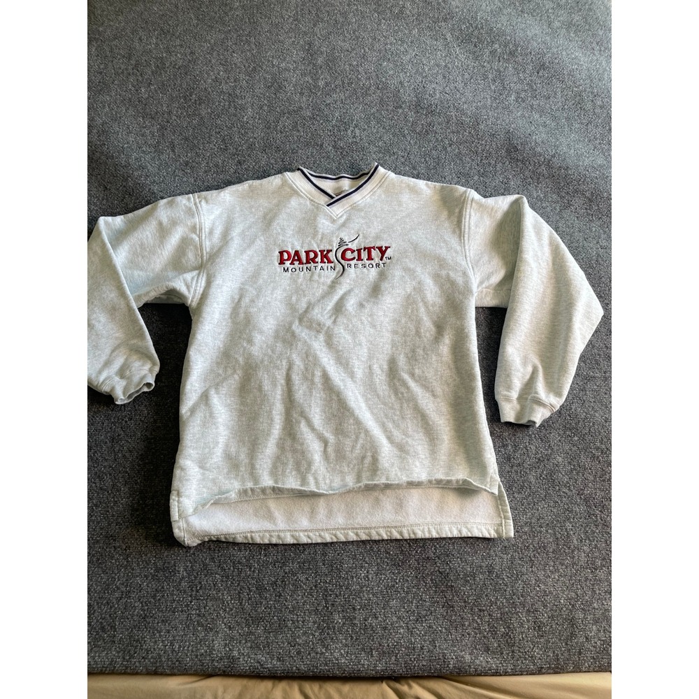 Fruit of the Loom Park‎ City Mountain Resort Sweatshirt Mens Large Gray V-Neck